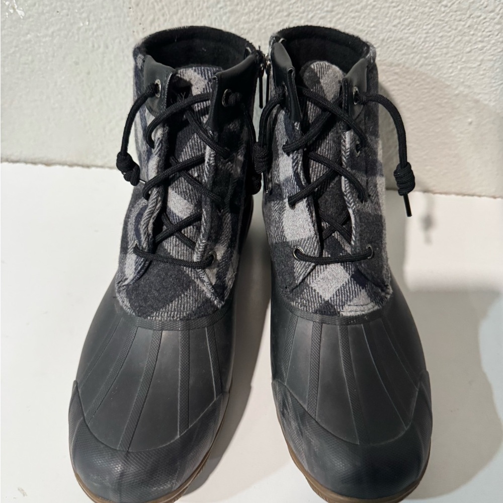SPERRY Syren Gulf Duck Boots black multi checkered size 9 - Picture 3 of 13